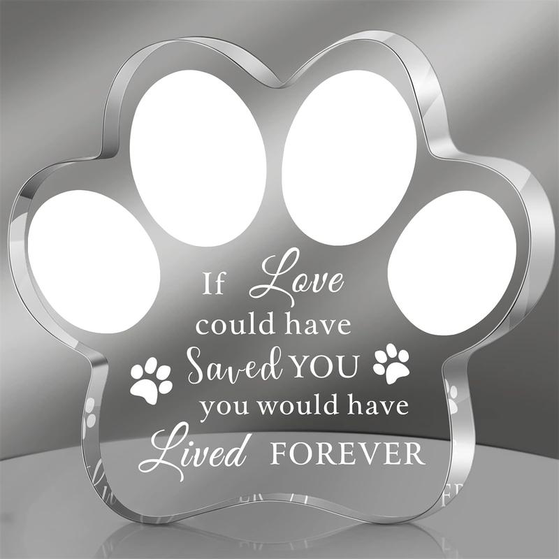 Paw Design Acrylic Plaque, Pet Memorial Ornament, Desk Decoration for Home Office