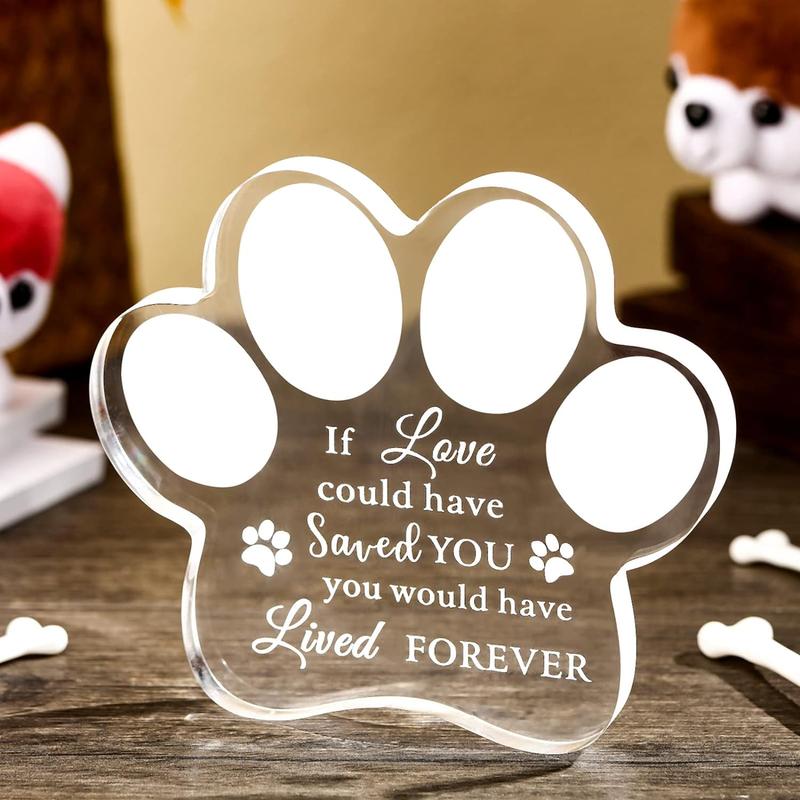 Paw Design Acrylic Plaque, Pet Memorial Ornament, Desk Decoration for Home Office