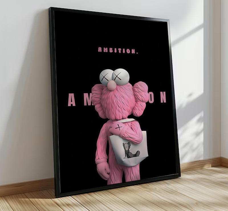 Set of 3 Black and Pink Bear Kaw Poster, Motivational Wall Art Decor Room