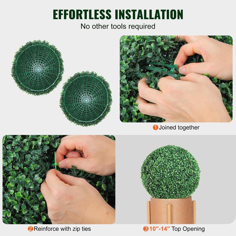 VEVOR Artificial Topiaries Boxwood Trees, 16” Tall (2 Pieces), Ball-Shape Faux Topiaries Plant, All-year Green Feaux Plant Decorative Balls for Backyard, Balcony,Garden, Wedding and Home Decor Fruit Colorful