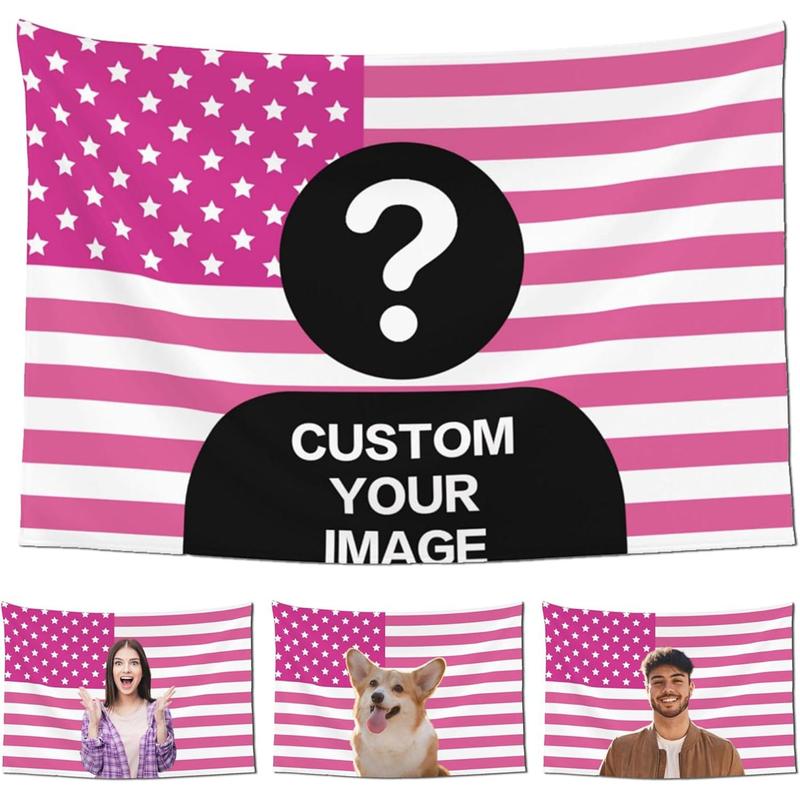 American Flag Background Custom Tapestry Banner Personalized Customized Backdrop for Wall with Picture Customizable Room Home Decor Bedroom