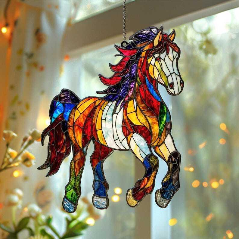 Horse Lover Suncatcher, Acrylic Horse Ornament, Equestrian Window Light Catcher, Perfect Home Decor and Gift for Horse Lovers