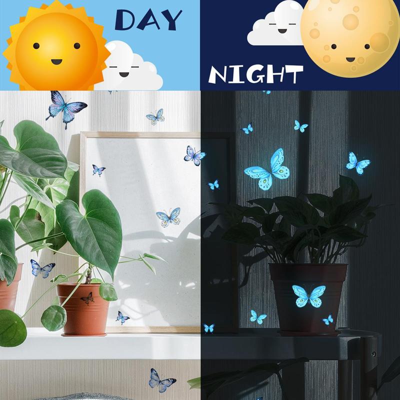 Luminous Butterfly 3D Wall Sticker, Glow in the Dark Wall Decal, Self Adhesive Wall Sticker for Home Bedroom Living Room