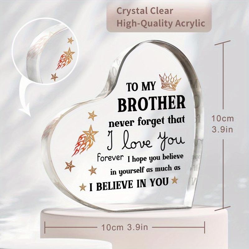 Gifts for Brother, Brother Gifts from Sister, Encouraging Acrylic Keepsake 3.9 x 3.9inch, Fathers Day Birthday Gifts for Brother Adult, Best Christmas Gifts for Brother from Sister