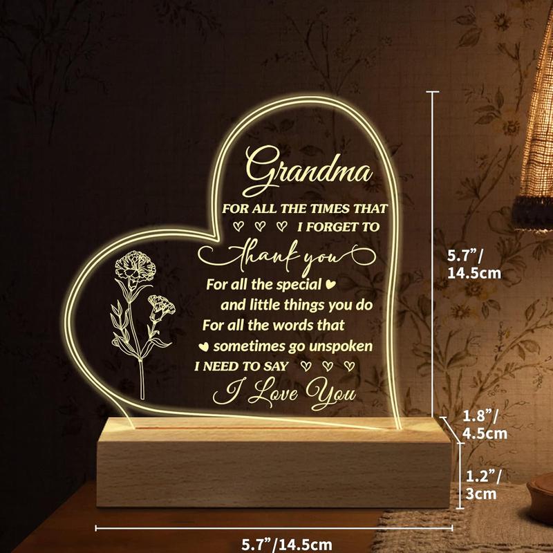 Christmas Gift, Birthday Gifts for Grandma, 19 * 15 CM Acrylic Engraved, Mothers Day Christmas Valentines Day Gifts for Grandma Grandmother from Grandkids