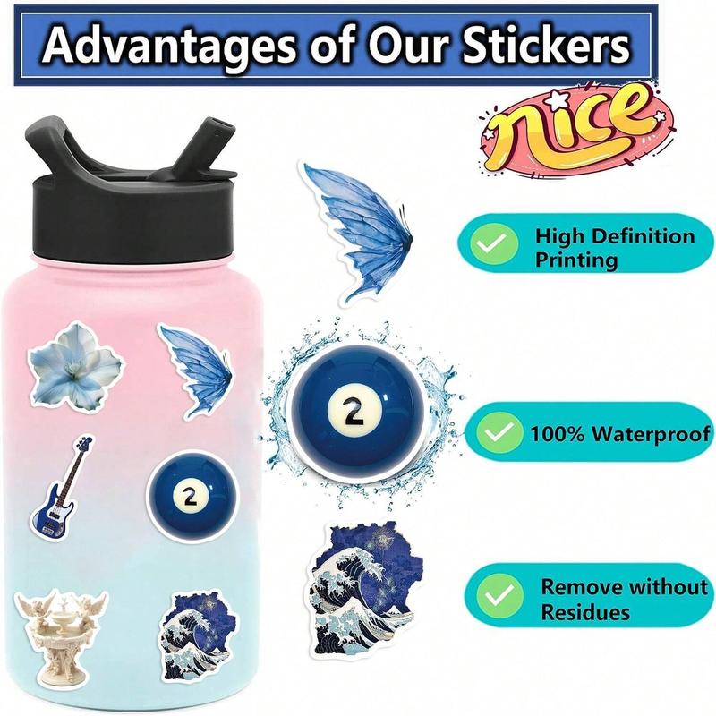 Ocean Themed Sticker, 50pcs pack Creative Waterproof Graffiti Sticker, DIY Decorative Sticker for Phone Case, Computer, Guitar, Bag, Water Cup