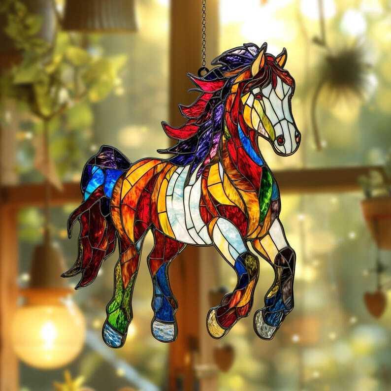 Horse Lover Suncatcher, Acrylic Horse Ornament, Equestrian Window Light Catcher, Perfect Home Decor and Gift for Horse Lovers