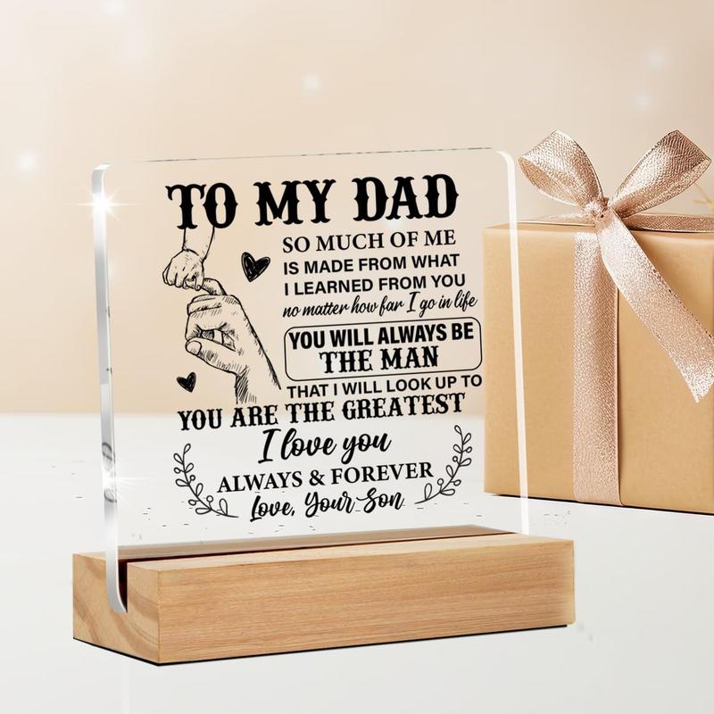 Dad Gifts, Father Gifts for Birthday Christmas Father's Day, to My Dad So Much of Me Clear Acrylic Desk Decorative Sign for Home Decor, 4 x 4 Inches, Desk Decoration for Home Office