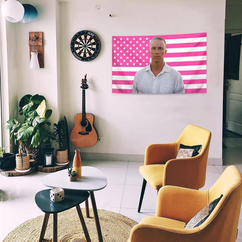 Drew Starkey Rafe Cameron American Flag Pink Tapestry Funny Poster Durable Man Cave Wall Flag College Dorm Bedroom Living Room Decor, orange