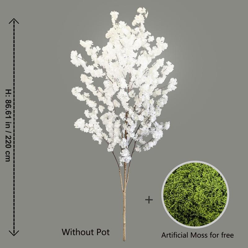 Artificial Cherry Tree Plant without Pot, 1 Count Realistic Faux Plant, Fake Leaves Tree, Indoor Faux Plant for Wedding Home Office Decoration, Decorative Flowers Artificial Trees Indoor Plants