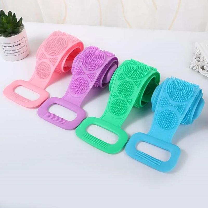 Silicone Back Scrubber Belt – Exfoliating Body Brush for Deep Cleaning, Skin-Friendly Soft Silicone Bristles, Handled Bath Shower Brush, No Electricity Needed, Durable Bath Accessory