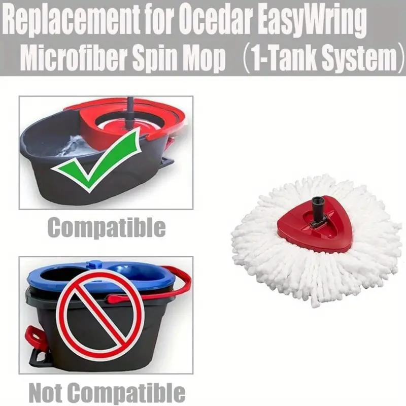 O-Ceda EasyWring Microfiber Spin Mop Replacement: Head, Base & Handle Set, 2 Microfiber Refills, Triangle Cover & 30-58in Mop Handle Combo