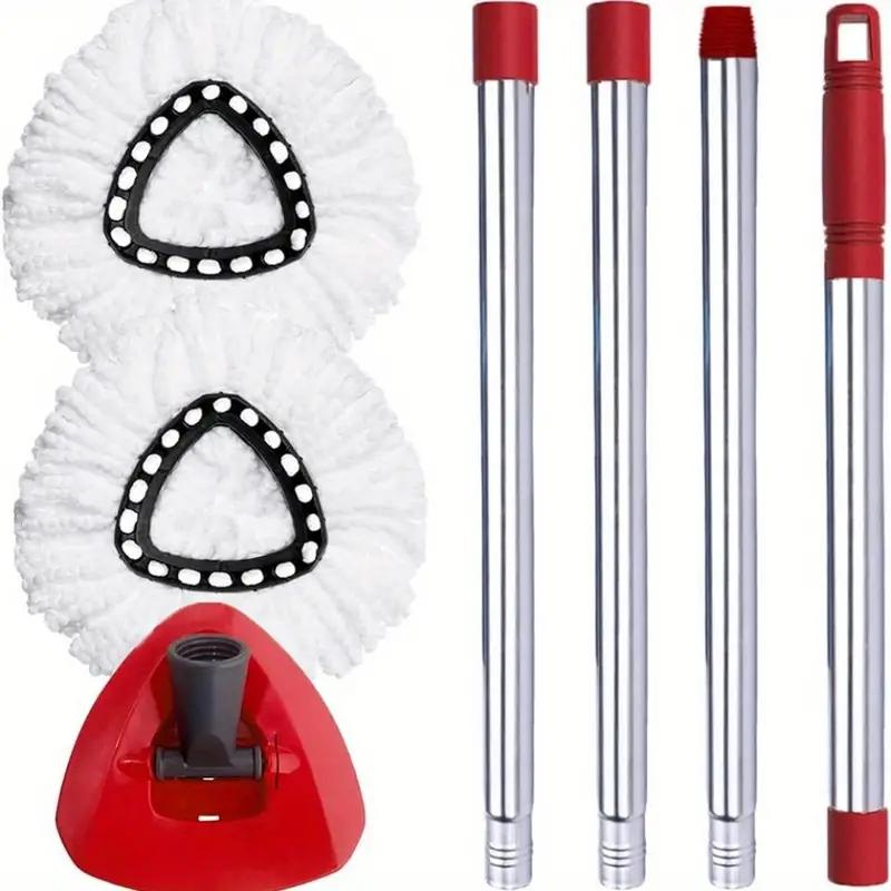 O-Ceda EasyWring Microfiber Spin Mop Replacement: Head, Base & Handle Set, 2 Microfiber Refills, Triangle Cover & 30-58in Mop Handle Combo