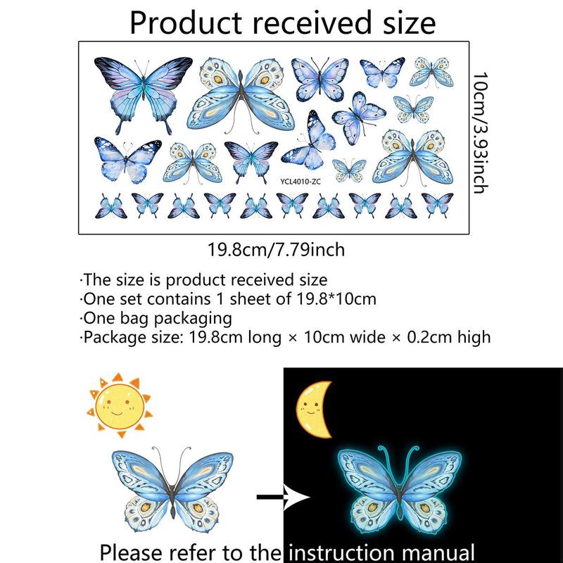 Luminous Butterfly 3D Wall Sticker, Glow in the Dark Wall Decal, Self Adhesive Wall Sticker for Home Bedroom Living Room