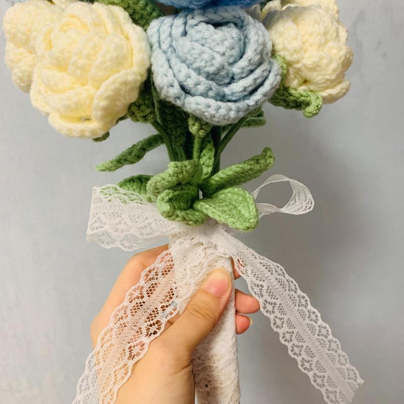 Handmade Crochet Bouquet, 1 Bouquet Artificial Flower Bouquet, Party Gift for Women & Girls, Birthday Gift, Anniversary Gift