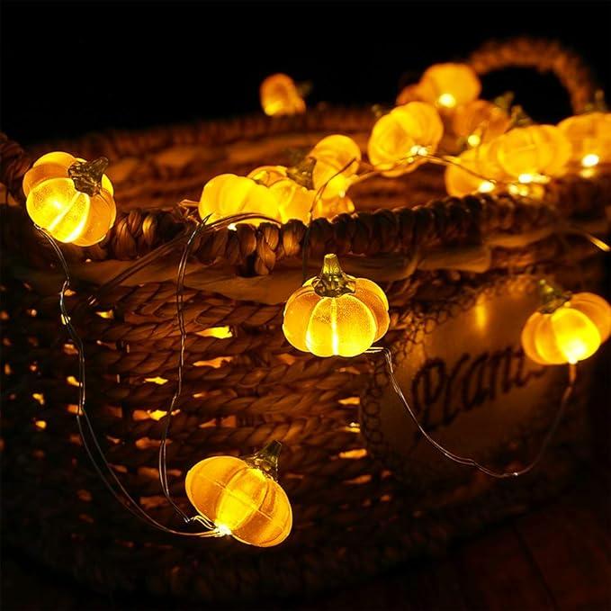 [Christmas Gift] 3D Jack O' Lanterns 10ft 30 LED Pumpkin Light String Battery Powered Orange Lights for Halloween Party Indoor Outdoor Fall Outdoor Harvest Thanksgiving Decoration