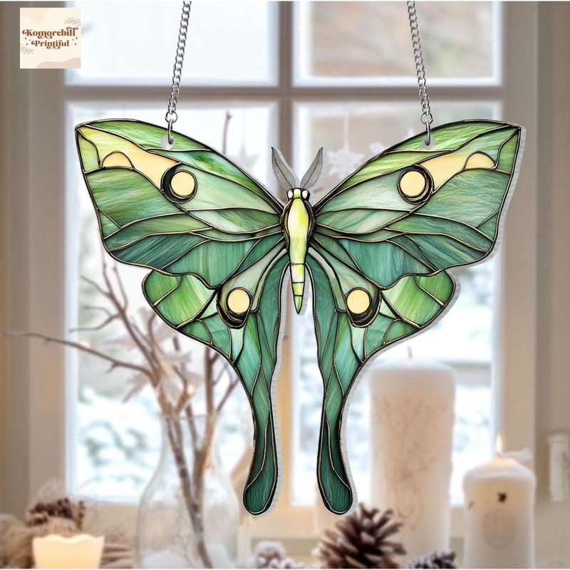 Luna Moth Butterfly Suncatcher Ornament, Acrylic Window Hanging, Unique Christmas Gift, Home Decor Gift For Family