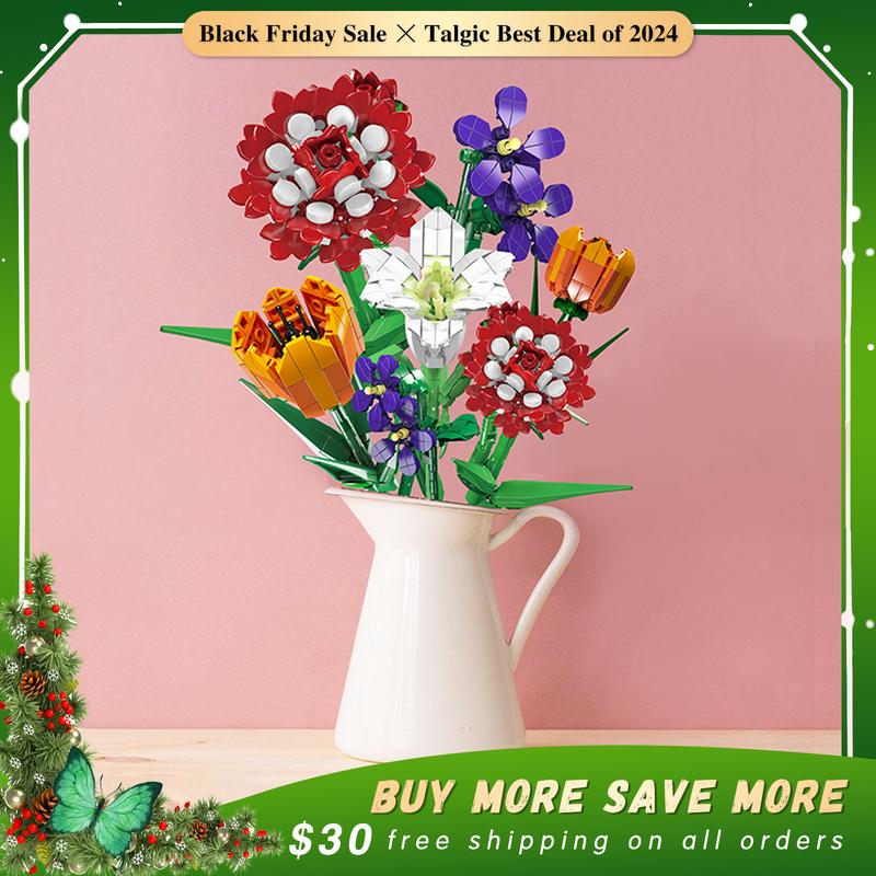 Talgic Artificial Block Flowers , Gift for Mother's Day, for Home Décor ,Anniversary or Any Special Day, Unique Build and Display Model from The Botanical  Collection