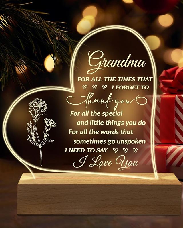 Christmas Gift, Birthday Gifts for Grandma, 19 * 15 CM Acrylic Engraved, Mothers Day Christmas Valentines Day Gifts for Grandma Grandmother from Grandkids