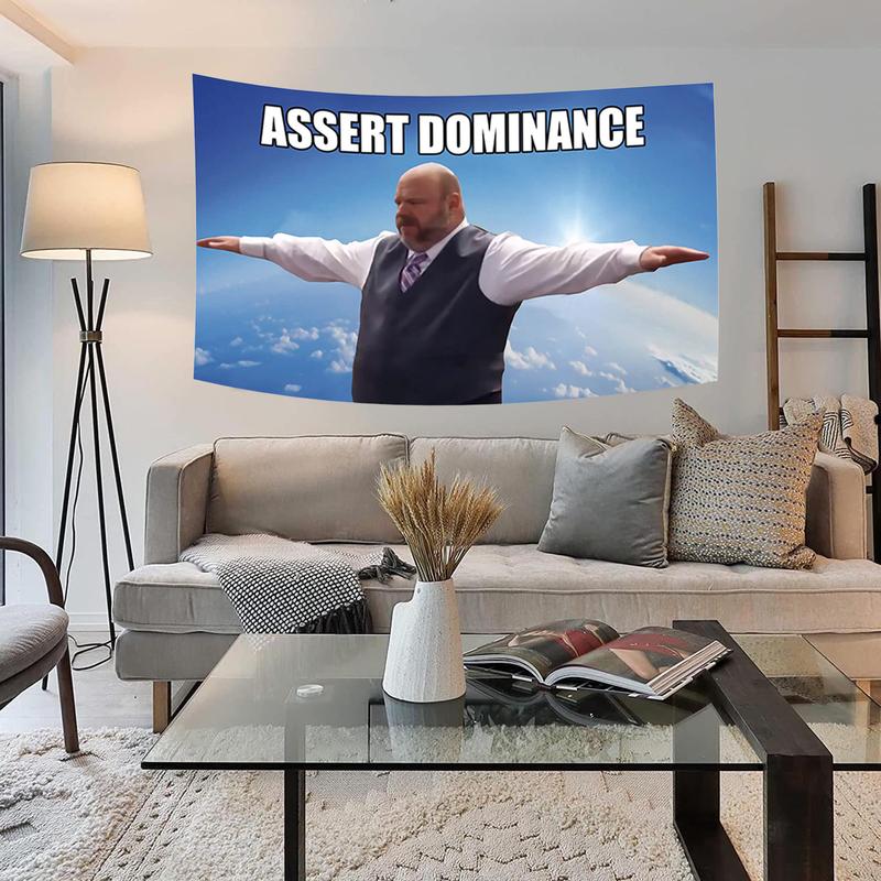 Vintage Bertram Assert Dominance flag 3*5ft Funny Banner Hanging Flag with Brass Grommets for Indoor Hanging, College Dorm Party Tapestry Art Poster