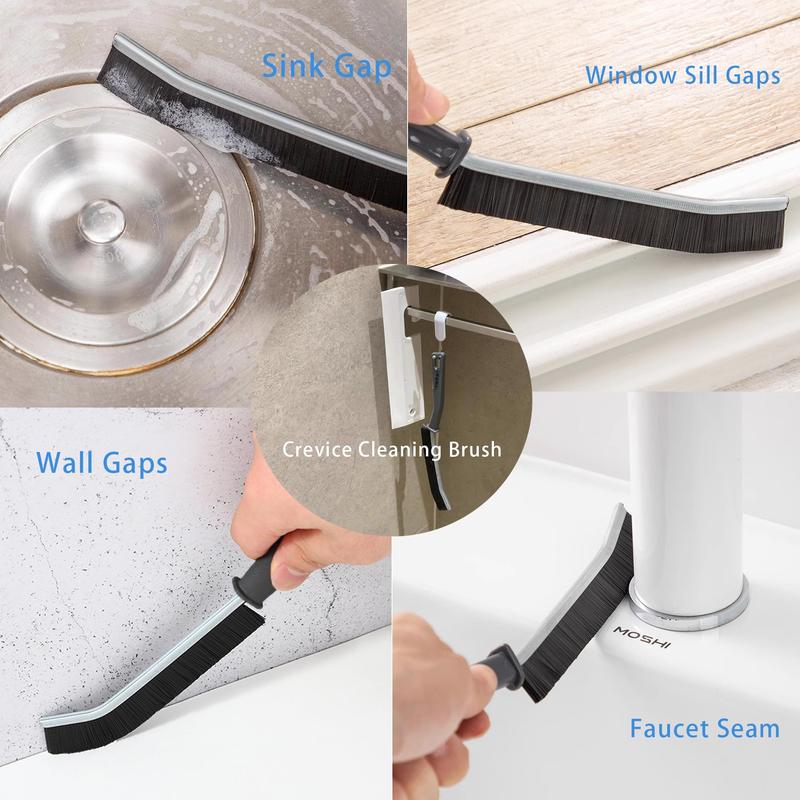 Crevice Cleaning Brush, 4pcs Long Slit Hand Brush, Hard Bristle Gap Cleaning Brush, Cleaning Tool for Kitchen & Bathroom