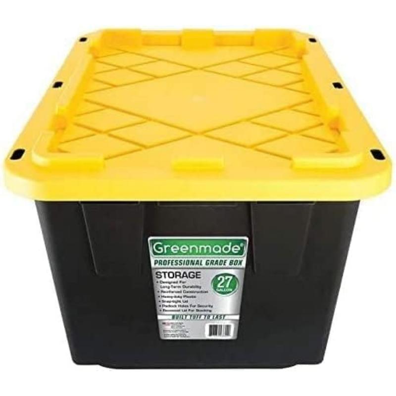 Extreme Duty 27 Gal. Tough Storage Bin in Black 4 pack with Lids Boxes Organiser