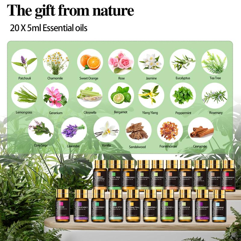 MAYJAM 20Pcs Essential Oil Gift Set, Aromatherapy Oil for Diffusers, Freshener, Humidifiers, Candle, Perfume, Fragrance, Christmas Scented Gift