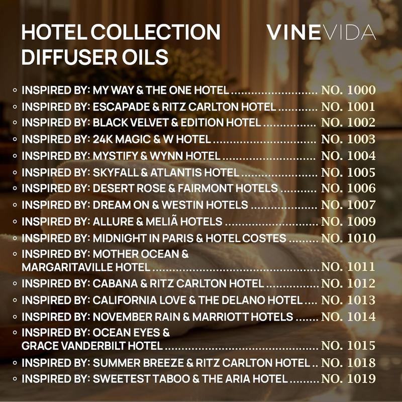 (4oz) Hotel Fragrance Collection Diffuser Oil - 5 Star Hotel Scents Diffusers for Home - Cold Air Diffuser Oil - Hotel Scent Essential Oil - Scent No.1001 Inspired by Ritz Carlton Hotel