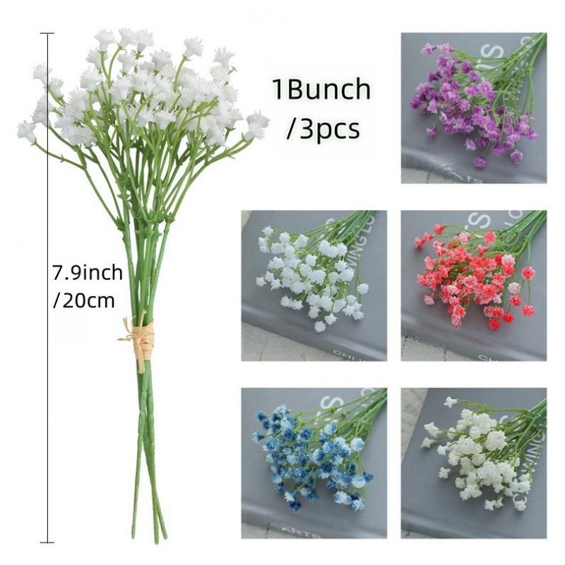 Artificial Gypsophila Bouquet without Vase, 12pcs 4 Bunches Fake Flower, Faux Decorative Flower for Home Office Kitchen Restaurant Centerpieces Wedding Party Room and Home Decor