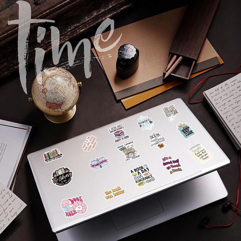 Bookish Themed Sticker, 50pcs set Waterproof Self Adhesive Sticker, DIY Sticker for Gift Greeting Card Water Bottle Laptop Phone