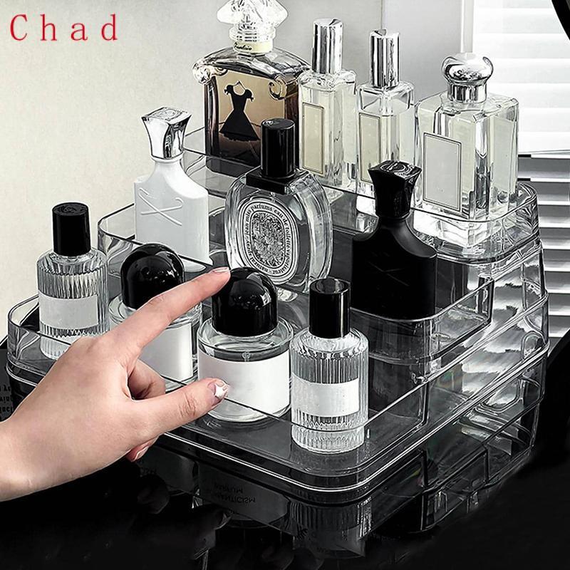 Chad0 Transparent 3-layer Makeup Organizer, Clear Perfume Display Organizer, Multi-layer Cosmetic Organizer, Skincare Organizer, Vanity Dresser Desktop Storage Box for Home, Gifts for Women Girls