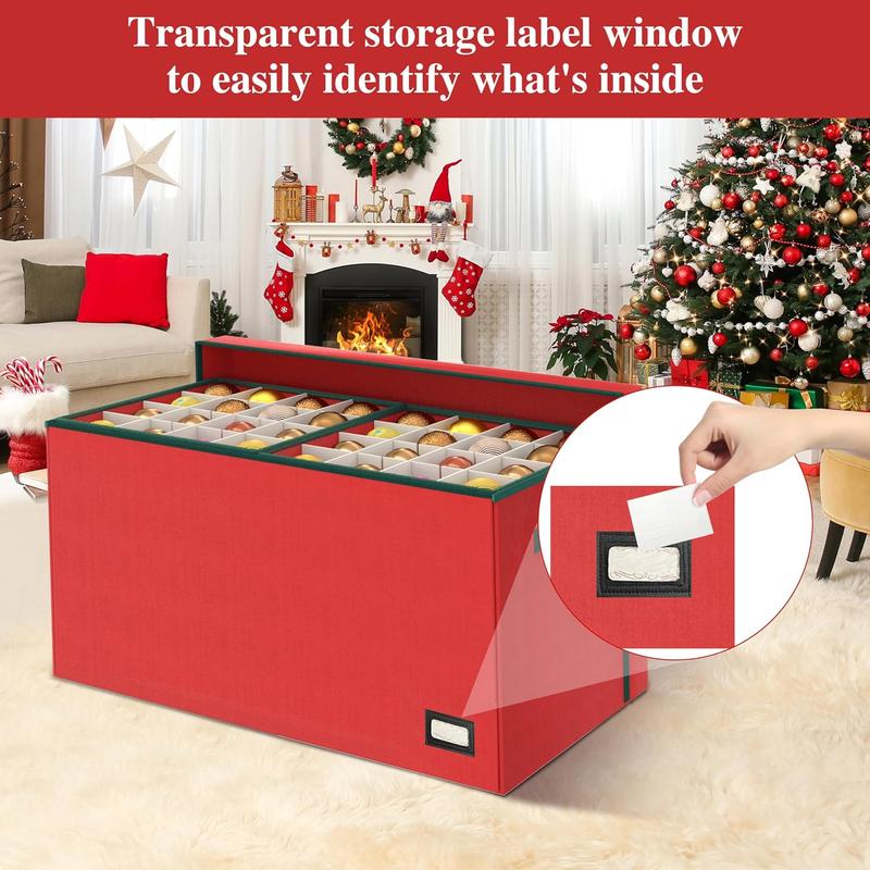 Christmas Ornament Storage Box, Ornament Organizer Storage box with Lids and Adjustable Dividers , Store Up to 128-3