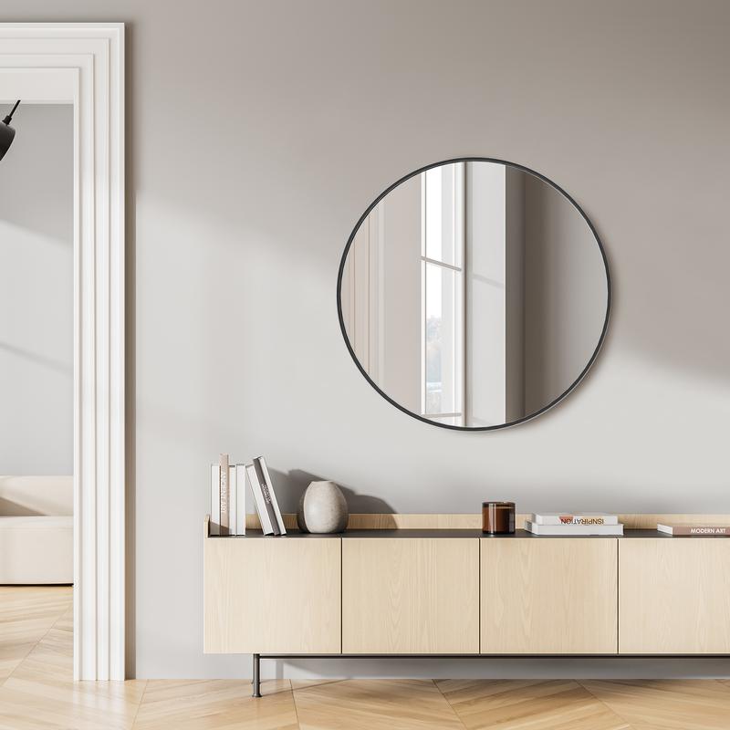 Crafted Comforts Round wall mirrors for bathroom mirrors above sinks, round mirrors for bathrooms, entryways, bedrooms  Decor Aluminium