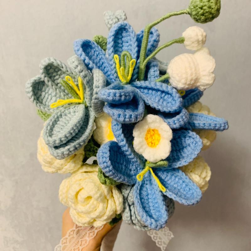 Handmade Crochet Bouquet, 1 Bouquet Artificial Flower Bouquet, Party Gift for Women & Girls, Birthday Gift, Anniversary Gift