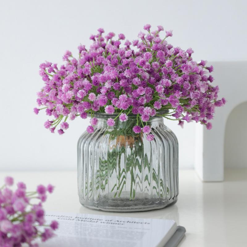 Artificial Gypsophila Bouquet without Vase, 12pcs 4 Bunches Fake Flower, Faux Decorative Flower for Home Office Kitchen Restaurant Centerpieces Wedding Party Room and Home Decor