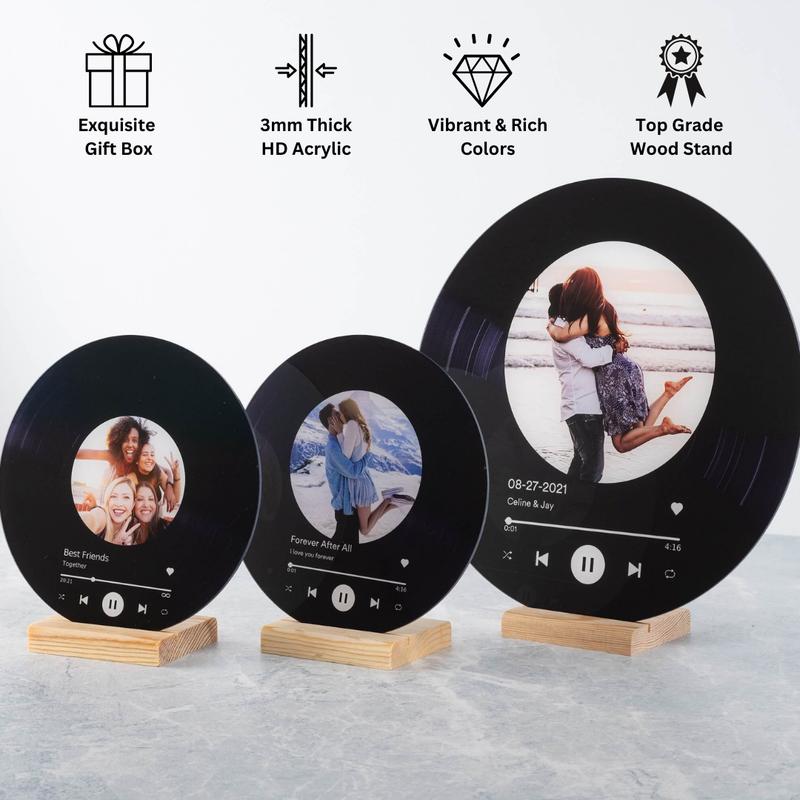 Personalized Song Plaque Acrylic Vinyl Printing Record, Custom Music Plaque Vinyl Christmas Gift Decor Signs Camera Colorful