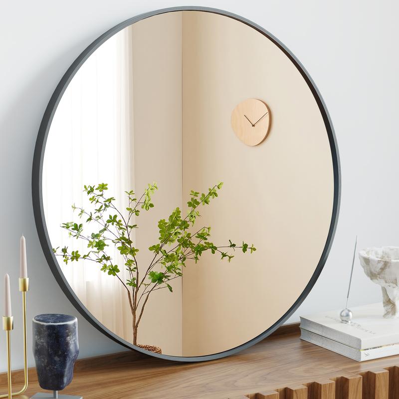 Crafted Comforts Round wall mirrors for bathroom mirrors above sinks, round mirrors for bathrooms, entryways, bedrooms  Decor Aluminium