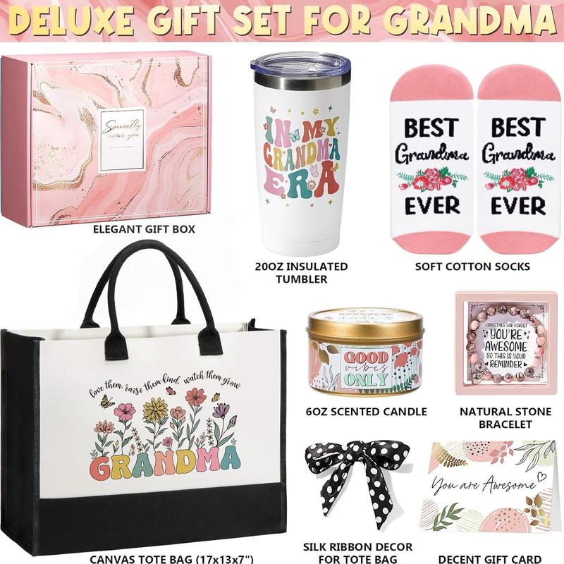 Gifts for Grandma Christmas Gifts for Grandma from Granddaughter Grandchildren Grandkids,  Grandma Birthday Gifts  Nana Gift Basket for Gigi Grandmother,  Grandma Gifts w Canvas Tote Bag