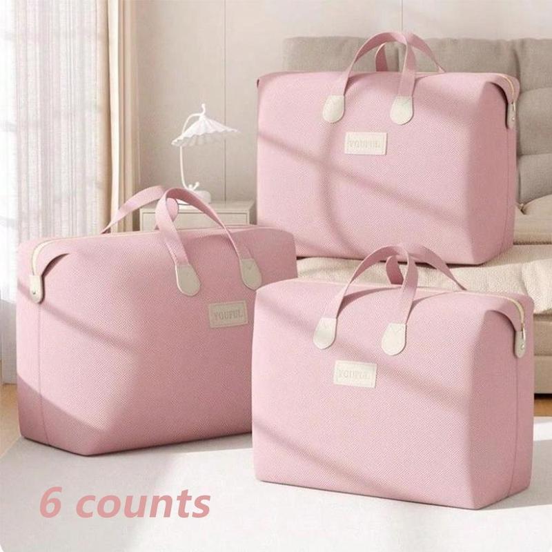 Storage Bag, 6 Counts set Fashionable Clothes Storage Bag with Handle, Clothes Storage Organizer, Home Organizer for Bedroom, Living Room