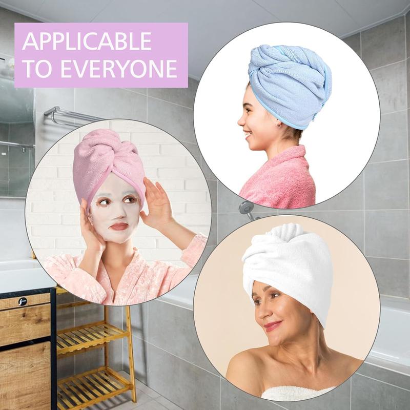 Microfiber Hair Towels Wrap, 5 Packs Hair Turban Towel Set - Hair Drying Towel for  Dryer Shower Cap Absorbent Quick Lightweight