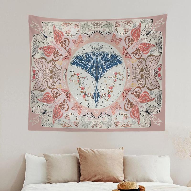 Boho Retro Butterfly Print Tapestry, Bohemian Wall Hanging Blanket for Home Decor, Wall Decor for Home Living Room Bedroom