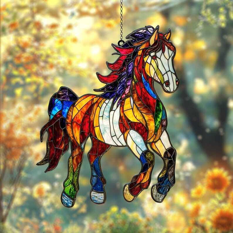 Horse Lover Suncatcher, Acrylic Horse Ornament, Equestrian Window Light Catcher, Perfect Home Decor and Gift for Horse Lovers