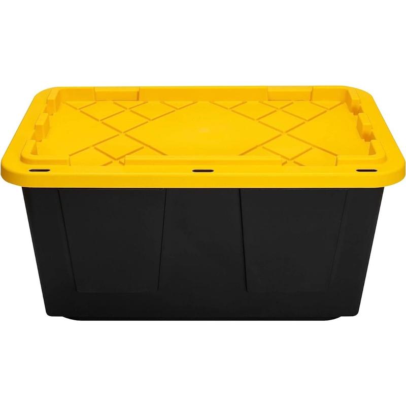 Extreme Duty 27 Gal. Tough Storage Bin in Black 4 pack with Lids Boxes Organiser