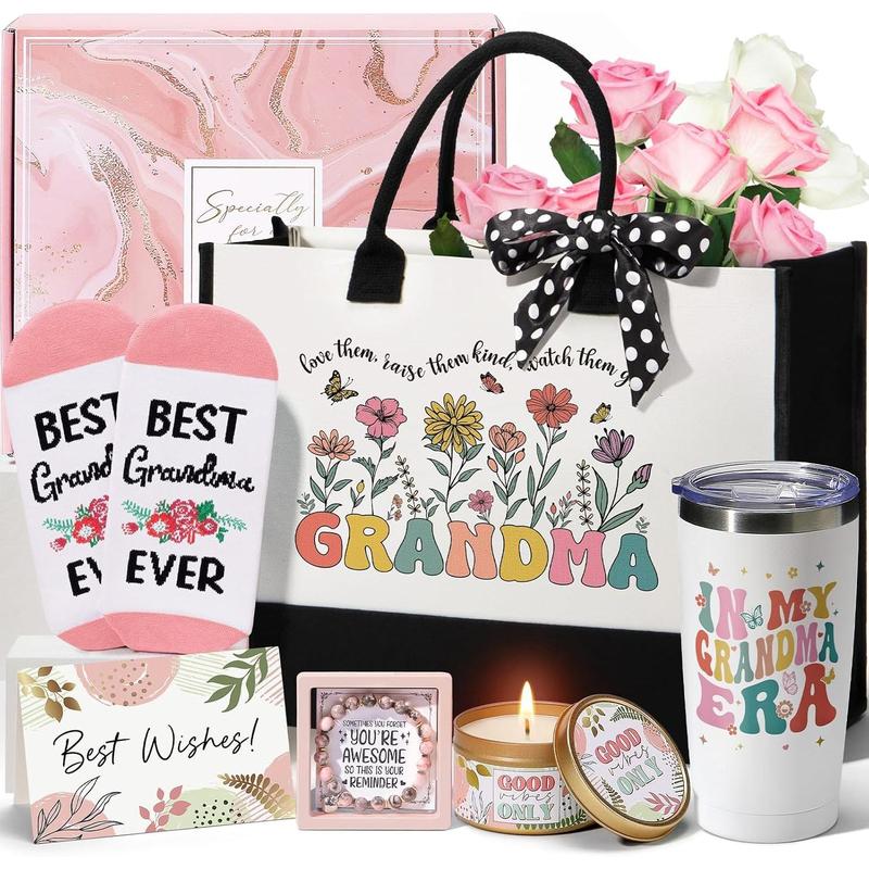 Gifts for Grandma Christmas Gifts for Grandma from Granddaughter Grandchildren Grandkids,  Grandma Birthday Gifts  Nana Gift Basket for Gigi Grandmother,  Grandma Gifts w Canvas Tote Bag