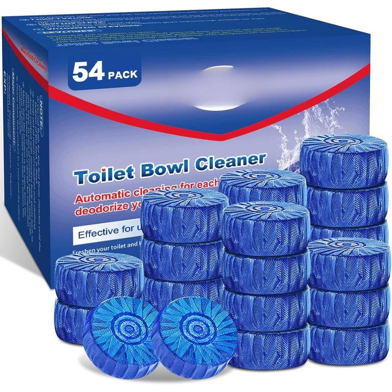 Multipurpose Bathroom Cleaners, 54 Pack Commercial & Household Toilet Bowl Cleaners, Blue Toilet Bowl Tablets Drop in Tank, Janitorial Deodorizers