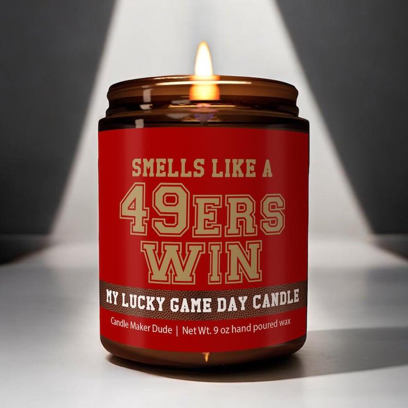 San Francisco Football Candle, Smells Like a 49ers Win Candle, Gift For 49ers Fan, Lucky Candle, Gift For Football Fan