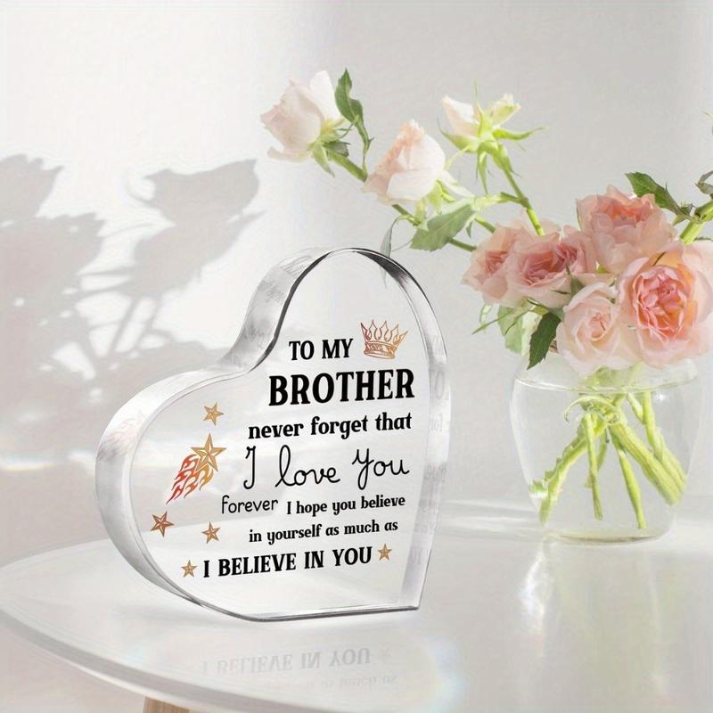 Gifts for Brother, Brother Gifts from Sister, Encouraging Acrylic Keepsake 3.9 x 3.9inch, Fathers Day Birthday Gifts for Brother Adult, Best Christmas Gifts for Brother from Sister