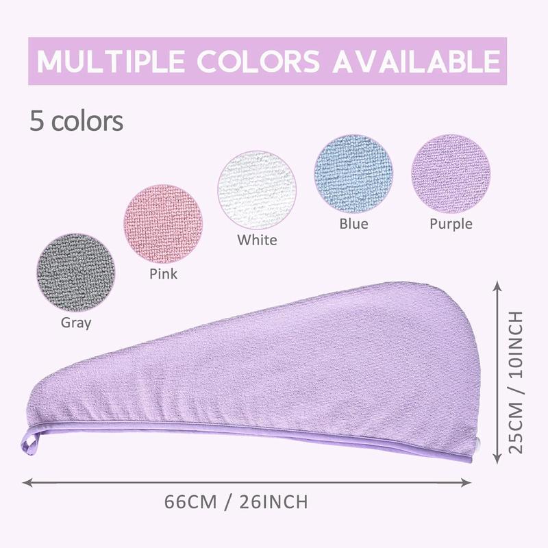 Microfiber Hair Towels Wrap, 5 Packs Hair Turban Towel Set - Hair Drying Towel for  Dryer Shower Cap Absorbent Quick Lightweight