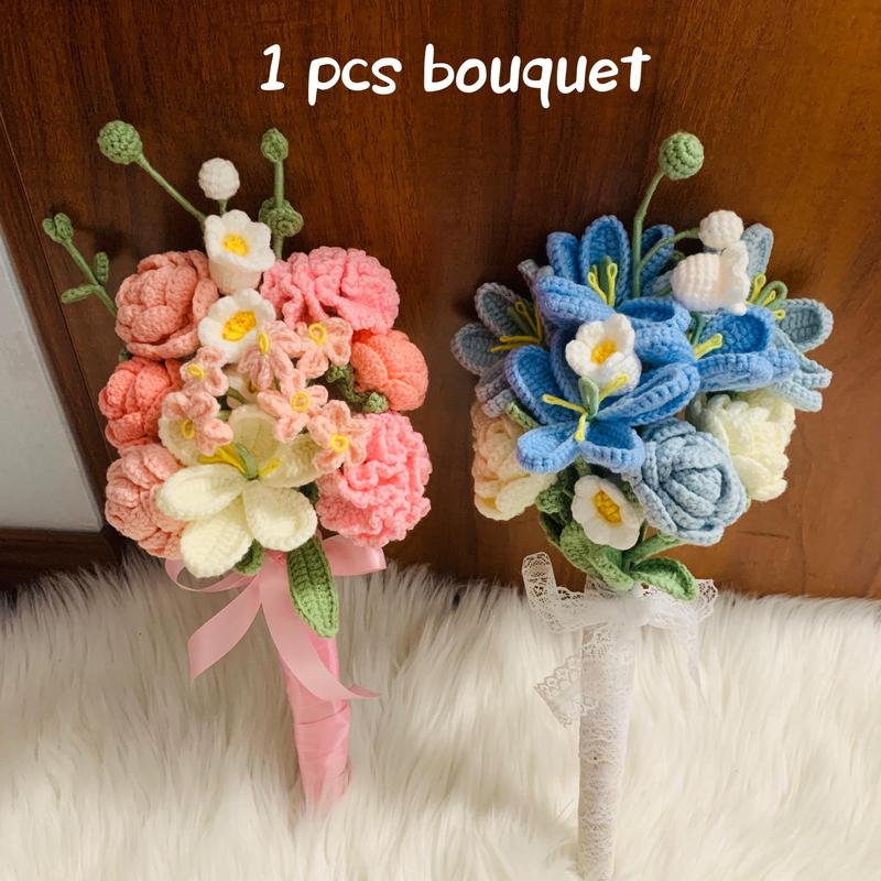 Handmade Crochet Bouquet, 1 Bouquet Artificial Flower Bouquet, Party Gift for Women & Girls, Birthday Gift, Anniversary Gift