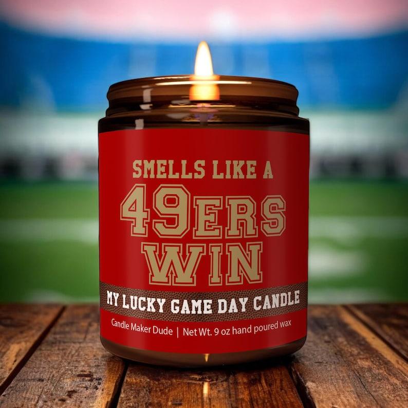 San Francisco Football Candle, Smells Like a 49ers Win Candle, Gift For 49ers Fan, Lucky Candle, Gift For Football Fan